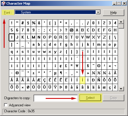 Character Map Windows 2000& NT